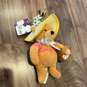 Disney Easter Bonnet Winnie the Pooh Hunny Bees Plush Stuffed Bean Bag 8"